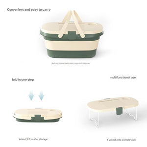 Foldable Picnic Basket with Tray | 16.5L | Outdoor Camping | White Grey