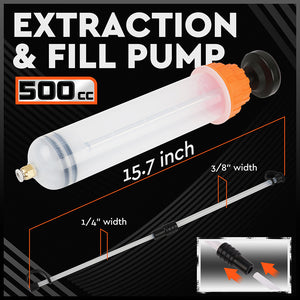 500cc Fluid Extraction & Fill Pump Syringe | Manual | Automotive & Marine Fluids