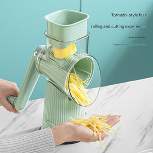 Rotary Vegetable Slicer & Grater | Multi-Function | 5 Blade Types | 10-Piece Set + Storage | Green