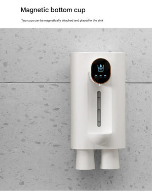 Smart Mouthwash Dispenser | Black | Wall-Mounted | 3-Level | LED Display | Magnetic Cups