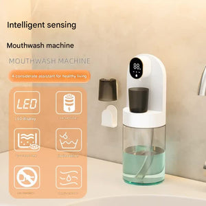 Smart Mouthwash Dispenser | Black | 4-Level | LED Display | 2000mAh | Magnetic Cups