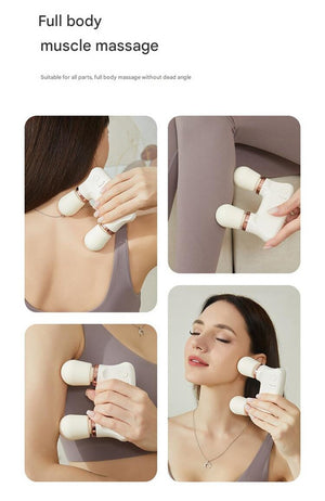 Mini Massager | White | Dual Head | 5 Modes | Quiet | USB-C Rechargeable