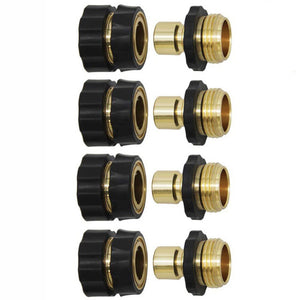 Brass Garden Hose Quick Connect Adapters | 3/4" | 4 Male + 4 Female | American Standard