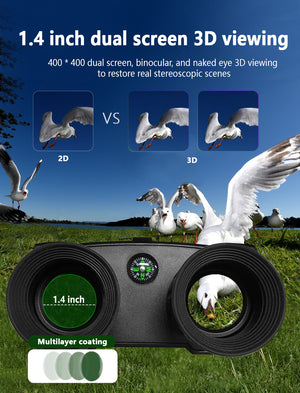 Professional Night Vision Binoculars | HD Digital | 6X Optical Zoom | 2.5K Video & 48MP Photos | Red