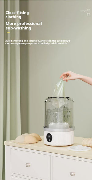 Mini Washing Machine | White | Rechargeable USB-C | For Travel, Delicates, Socks