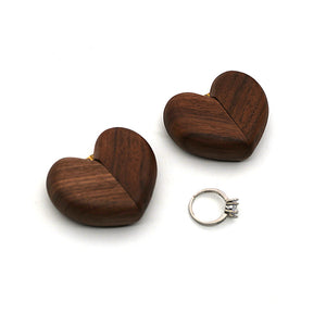 Ring Box | Heart Shaped | Elegant Walnut Wood | Magnetic Closure | Proposal/Wedding