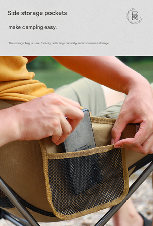 Folding Camping Chair | Portable & Lightweight | High-Back Aluminium Frame | Oxford Fabric | Side Pocket | Black