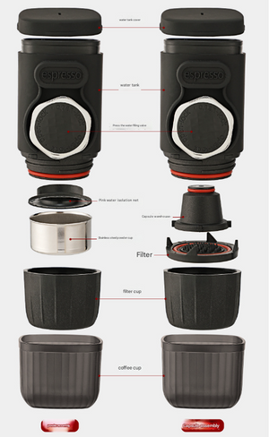 Espresso Maker | Manual Hand-Press | Portable | For Capsules & Ground Coffee