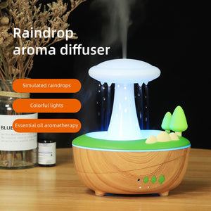 Raindrop Mushroom Aroma Diffuser | 280ml | White Woodgrain | Ultrasonic Humidifier with Lights