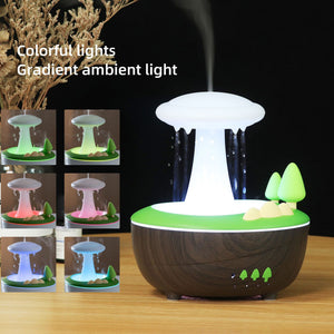 Raindrop Mushroom Aroma Diffuser | 280ml | White Woodgrain | Ultrasonic Humidifier with Lights