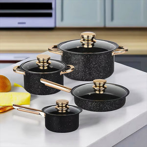 Cookware Set | 8-Piece | Stainless Steel | Non-Stick Maifan Stone Coating