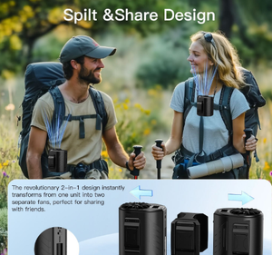 Turbo Waist Fan | Portable | Dual Air Outlets | Digital Display | Black