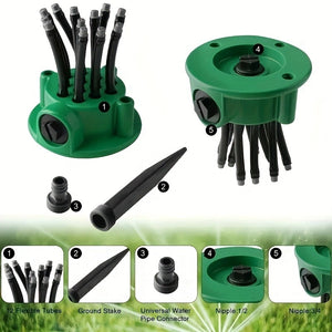 3pc 360° Multi-Head Garden Sprinkler Set | Efficient Lawn Watering | Irrigation Kit