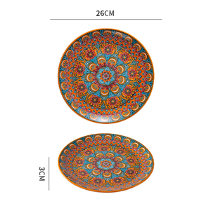 Bohemian Ceramic Shallow Plate | 10-Inch | Gulpulsar Orange