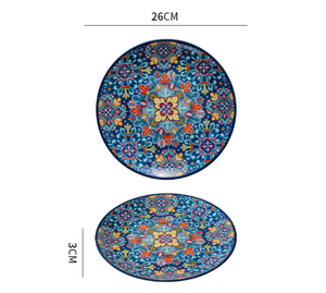 Bohemian Ceramic Shallow Plate | 10-Inch | Lambos