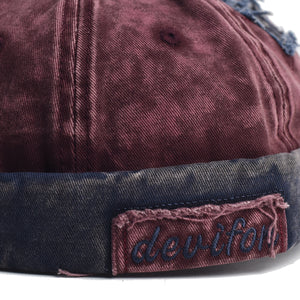Vintage Cotton Docker Cap | Khaki | Star Patch | Unisex Brimless Beanie