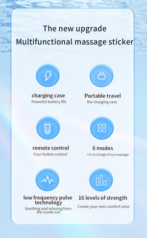 Cervical Spine EMS Massager Sticker | White | Smart | 6 Modes | 16 Strengths | Remote & Charging Case