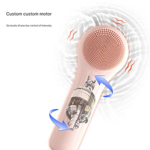 Silicone Facial Cleansing Brush | Pink | 6-Speed Vibration | Antibacterial | Warming Function