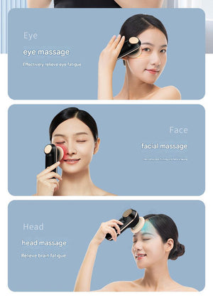 Facial & Head Massager | White | USB-C Rechargeable | 3 Modes | Heat Therapy