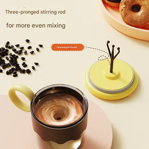 Self-Stirring Coffee Mug 400ml | Automatic USB-C Rechargeable | 5000RPM Trident Stirring Rod | Pink