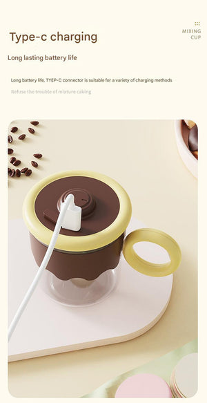 Self-Stirring Coffee Mug 400ml | Automatic USB-C Rechargeable | 5000RPM Trident Stirring Rod | Blue