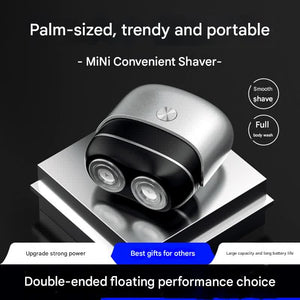 Mini Electric Shaver | Dual Floating Heads | USB-C Fast Charge | Waterproof & Magnetic | Silver