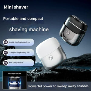 Mini Electric Shaver | Dual Floating Heads | USB-C Fast Charge | Waterproof & Magnetic | Silver