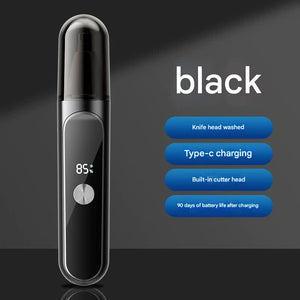 Nose & Ear Hair Trimmer | USB-C Rechargeable | LED Display | Washable 360° Head | Low Noise | Black