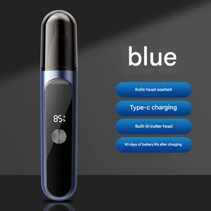 Nose & Ear Hair Trimmer | USB-C Rechargeable | LED Display | Washable 360° Head | Low Noise | Blue