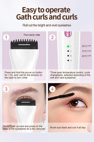 Heated Eyelash Curler | 3 Temp Settings | Rapid 30s Heat-Up | Anti-Scald Design | Pink