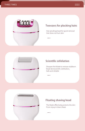 3-in-1 Electric Epilator for Women | Shaver, Callus Remover & LED Display | Rechargeable & Waterproof | Light Green