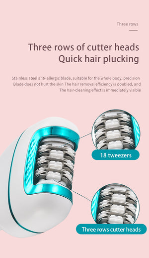 3-in-1 Electric Epilator for Women | Shaver, Callus Remover & LED Display | Rechargeable & Waterproof | Light Green