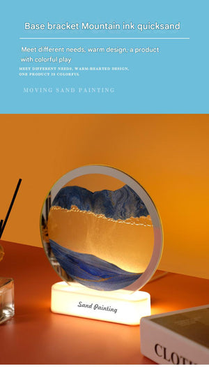 LED Sand Art Picture | Moving Display | Relaxing Desktop Decor | USB Powered | Purple