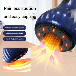 Electric Cupping & Gua Sha Massager | 9 Heat & Suction Levels | Red Light Therapy | USB-C Rechargeable | Purple