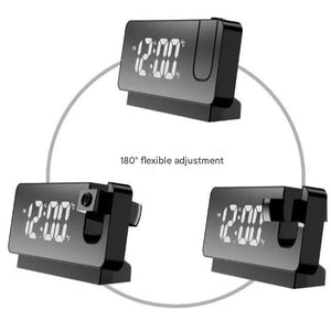 Projection Alarm Clock | LED Display | Temp, Date, Snooze | 180° Adjustable Projector | White Shell