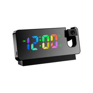 Projection Alarm Clock | LED | Temp, Date, Snooze | 180° Projector | Black Shell