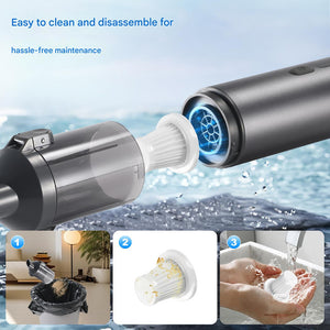 Cordless Handheld Vacuum | 16000Pa Suction | 3x2000mAh Battery | Multi Attachments | Black & Yellow