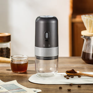 Electric Coffee Grinder | Wireless & Portable | Adjustable Coarseness | USB-C Rechargeable | One-Touch | Grey