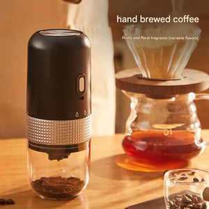 Electric Coffee Grinder | Wireless & Portable | Adjustable Coarseness | USB-C Rechargeable | One-Touch | Grey
