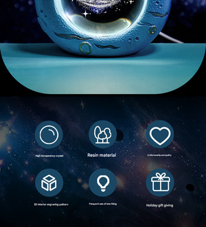 Crystal Ball Lamp | Celestial Ring LED | 3D Engraving | Unique Gift | Saturn