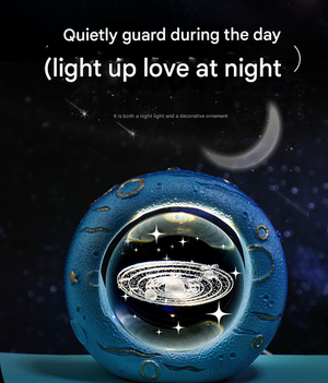 Crystal Ball Lamp | Celestial Ring LED | 3D Engraving | Unique Gift | Walking in the Starry Sky