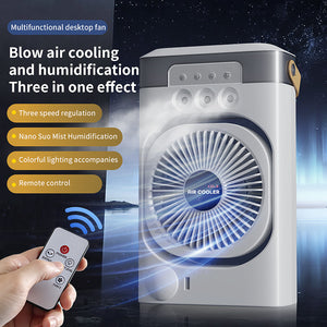 3-in-1 Air Cooler Fan | White | Desktop Humidifier | LED Light | Nano Mist