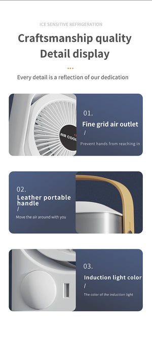 3-in-1 Air Cooler Fan | White | Desktop Humidifier | LED Light | Nano Mist