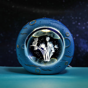 Crystal Ball Lamp | Celestial Ring LED | 3D Engraving | Unique Gift | Tulip Design