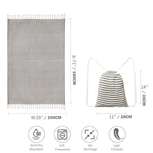 Drawstring Tote Bag | Nylon | Chic Lightweight | Multi-Pocket Casual | Black