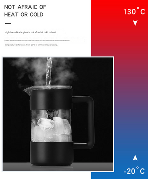 French Press Coffee Maker | 1000ml | Black | Borosilicate Glass & Stainless Steel Filter