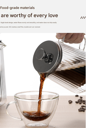 Double Wall French Press | 350ml | Ribbed Glass | Heat Resistant | Tea & Coffee