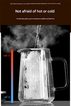 Double Wall French Press | 1000ml | Ribbed Glass | Heat Resistant | Tea & Coffee