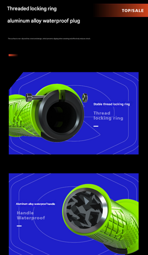 Ergonomic Bike Grips | Black | Lock-On | Anti-Slip Rubber | Alloy Ends | MTB & Commuter