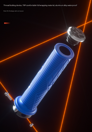 Ergonomic Bike Grips | Black | Lock-On | Anti-Slip Rubber | Alloy Ends | MTB & Commuter